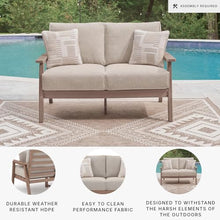 Signature Design by Ashley 2-Seater Outdoor Patio Loveseat, Driftwood