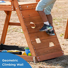 DOLPHIN PLAYGROUND T Wooden Swing Set with Slide & Climbing Wall for Kids Ages 3-9