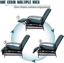 Skiway Outdoor Patio Recliner with Hand-Woven Wicker,Rust-Resistant Frames and Small Side Table Set of 3(Peacock Blue),2 seats