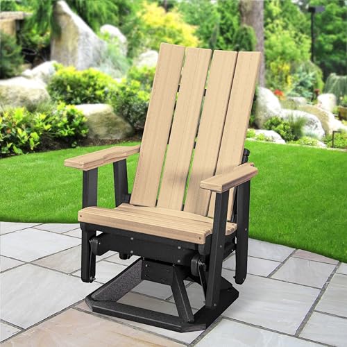American Furniture Classics Model 410WWBK Brandon Swivel Glider in Weatherwood on a Black Base