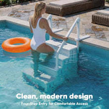 XtremepowerUS Above Ground Swimming Pool Ladder and 4-Step System with Handrails, Heavy-Duty Entry Ladder for Deck to Pool Access, Safety Step Design