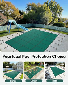 VEVOR Pool Safety Cover 18' x 36' Rectangle, Safety Pool Covers Green Mesh, 15-Year Warranty, Triple Stitched, MAX Strength Winter Safety Cover for Children & Pets