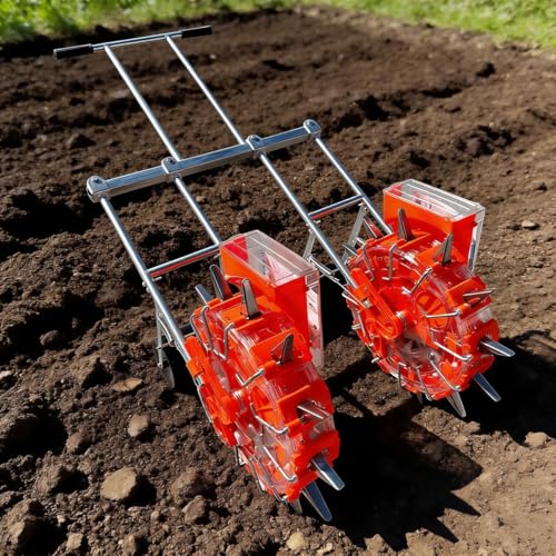 Garden Push Seeder Planter, Double-Wheeled Hand-Push Roller Seeder & Fertilizer Applicator, Precision Garden Seed Planter Spreader,for Soy Peanut Corn Cotton Soybean(12 Mouths)