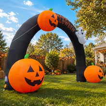 Wellcomer 20FT Inflatable Halloween Arch with Built-in LED Lights, Blow Up Entrance Archway with Pumpkins & Ghost for Party & Outdoor Decoration