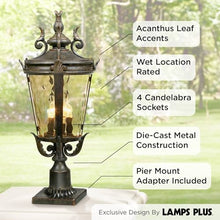 Casa Marseille 27" High Veranda Bronze Post Light with Pier Mount Adapter