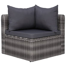 Heofavd 9 Piece Grey PE Rattan Patio Conversation Set, Modular Outdoor Sectional Furniture, Powder-Coated Steel Frame, Glass Table, Seats 8-9 for Garden, Balcony, Backyard and Sunroom