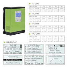 MPPT Solar Charge Controller 40A 60A 80A 120A 12V24V36V48V Auto, Solar Battery Panel Regulator , Max 170v PV Input, fit for Sealed, Gel, Flooded, and Lithium Batteries 570W-6800W (120A)