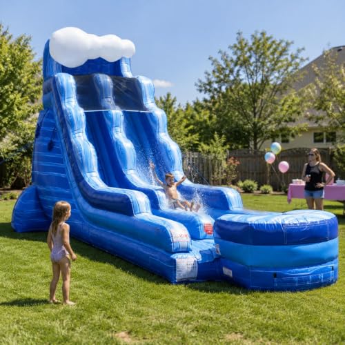 TentandTable 18FT Commercial Inflatable Water Slide & Blower, Blue Wave