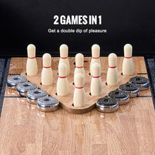 VEVOR 9ft LED Shuffleboard Table & Bowling Combo Black + Brown