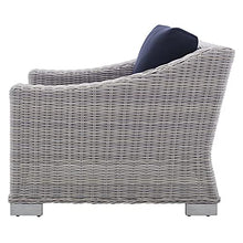 America Luxury - Outdoor Rattan Lounge Chair and Ottoman Set, Modern Patio Furniture Blue