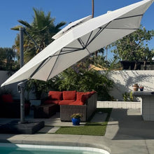 OROTLECT 10' Heavy Duty Outdoor Large Double Top Offset Square Parasol, Material, Premium Fabric, With Base,White