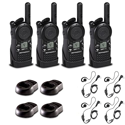 Motorola Solutions 4-Pack CLS1410 UHF 2-Way Radio with PTT Earpiece Black