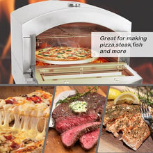 Beachtiful Gas Pizza Oven Countertop Stainless Steel Pizza Maker with 13 Inch Round Pizza Stone Portable Pizza Stove for Party Outdoor Cooking Commercial/Home