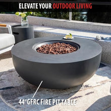 AMS 44" Round Concrete Natural Gas Fire Pit Bowl Table (Dark Gray)