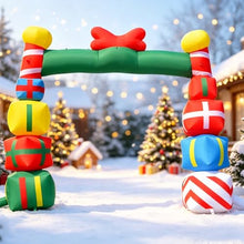 26ft×18ft Inflatable Christmas Arch, Waterproof Windproof Blow Up Gift Box Archway with Blower for Outdoor Yard Holiday Decor