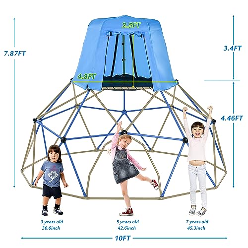 KOZYSPHERE Kids Climbing Dome with Canopy and Playmat Blue