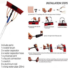 GLBMXDD Solar photovoltaic Panel Cleaning Water Spray Brush, Multi-Purpose Water Spray Brush, Adjustable Cleaning Rod Set, 180° rotatable Brush Head,12FT/3.6M