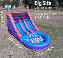 21FT(L) Commercial Grade Water Slide for Adults, No Blower, (Double Slides) (Heavy Duty Full PVC) (Large Water Pool), (1100w UL Blower), Inflatable Waterslide for Backyard, Outdoor Blow up Slide