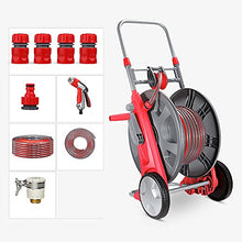 Garden Hose Reel Cart, Outdoor Portable Retractable Hose Cart with Rollers, Household Car Wash High Pressure Water Gun Hose Storage Rack (40M)