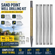 Biostatic Brass Sandpoint Water Well Kit, Heavy Duty 1-1/4 Inch NPT Copper Intake System, Eco Friendly Ground Extraction Hardware for Self Sufficient Homestead Lawn Irrigation(6.15 m (20.2ft) Kit)