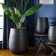 XUNTING Indoor Planters Ceramic Planters for Plant Containers, Garden Planters with Drainage Holes, Decorative Black Line Planters for Indoor and Outdoor Plants and Flowers Succulent pots(40cm)