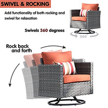 Generic XIZZI 11-Piece Outdoor Sectional Sofa Set with Swivel Rocking Chairs and Fire Pit Table Orange Red