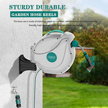 JKSVTF Hose Reel Cart Hose Reels for Outside Automatic Telescopic Hose Cart, Garden Hose Storage Artifact, Wall-Mounted Hose Reel, 180° Rotation (Gary Hose Reel+30m Pipe)