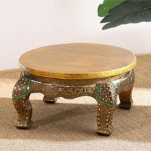 LHHAIUA Ottoman for Bedroom Dorm Hand-Carved Thai Solid Wood Footstool Decorative Shoe Bench Plant Stand Under Desk Footrest(43cm)