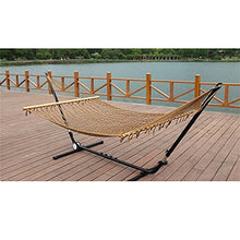 NEWCES Portable Hammock Portable Cotton Mesh Wooden Hammock Swing Chair Thick Canvas Anti-Roll Hammocks for Backpacking Beach (Size : Large)