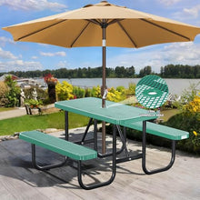 Metal Picnic Tables, Commercial Rectangular Picnic Table and 2 Benches Set