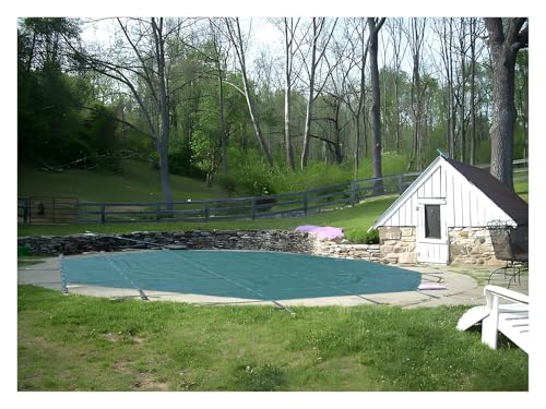 WAHHWF Round Pool Safety Cover 8 10 12 14 15 18 24 28 30 32 ft, Winter Heavy Duty Inground Swimming Pools Covers Green with Brass Anchors Hook, Springs and Tool Kit, Custom Size(33ft)