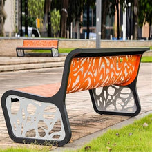 Ronghw0607 Garden Bench Outdoor Backrest Bench, Steel Garden Chair with Openwork Pattern, for Balcony Terrace Leisure Benchs Park Patio Seat(Large)