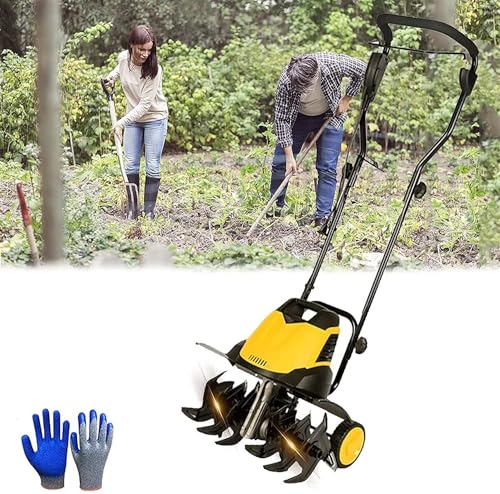UWYTGF Garden Tiller,Electric Garden Tiller, Cultivator Rotavator, 6 Blades,Tillage Depth 22Cm,Plow Width 45Cm,Folding Rotary Motor Hoe, Portable Soil Tiller Rotavator for Lawn,Vegetable