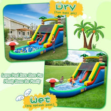 HXDOGSP Inflatable Water Slide Commercial Grade: Water Bounce House for Adults and Teenagers - Big Pool, Premium PVC, Wet & Dry, Blower Included - for Backyard Outdoor Birthday Party, Cocoanut Style