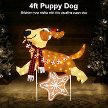 Puleo International 4' Pre-Lit Outdoor Puppy Christmas Holiday Decor with 144 Warm White Twinkling LED Lights