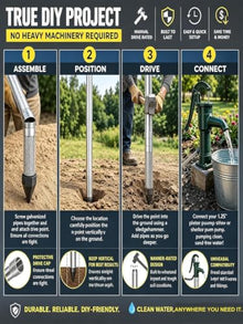 DIY Sand Point Well Kit, 5 Galvanized Pipes, Couplings and Drive Cap