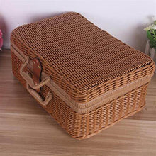 Small Picnic Basket Suitcase Woven Storage Basket Rattan Storage Case Woven Wicker Rattan Picnic Laundry Baskets Home Storage (Color : 2) (3)