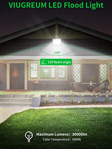 Viugreum 300W Flood Lights Outdoor, 24000LM Super Bright LED Work Light, 6000K Daylight White LED Flood Light Outdoor, IP65 Waterproof Security Lights for Garage, Yard, Lawn, Garden, Stadium - 15 Pack