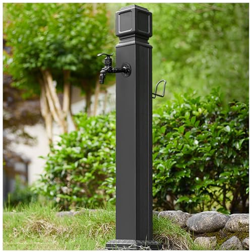 Stainless Steel Water Column Garden Tap with Extender, Spray Gun & Hose Hanger, Freestanding Faucet with Antifreeze Feature