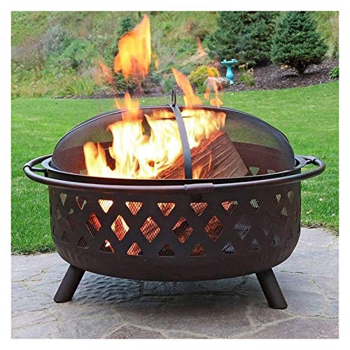 Fire Pits Outdoor Wood Burning Outdoor Fire Pits 36 Inch Large Bonfire Wood Burning Patio & Backyard Firepit for Outside with Spark Screen, Fireplace Poker with Cover BBQ Cooking for Outside Camping