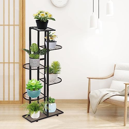 ZHOUYANB Metal Flower Pot Holder - Plant Stand Indoor 6 Tiers 7 Potted Multiple Display Rack Shelf With Non-slip Foot Pads Standing Storage Planter Organize