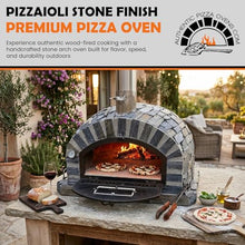 Authentic Pizza Ovens Pizzaioli Stone Finish Premium Wood-Fired Pizza Oven Handmade in Portugal Triple-Insulated Brick Oven, Drop-Down Door, Stainless Steel Chimney, Thermometer & Baking Dish Included