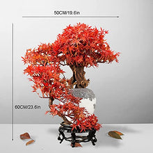 YXIANG56Q Fake Plants Artificial Plant Welcoming Pine Bonsai Red Maple Leaf Fake Tree Micro Landscape Chinese Home Office Decoration 23.6in Inches Bonsai Tree