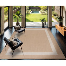 CAMILSON Outdoor Rug 10x14, Large Modern Outside Rugs for Patios Porches Waterproof Durable Washable Non-Shedding, Easy-to-Clean Indoor/Outdoor Area Carpet (10 x 14, Bordered - Beige/White)