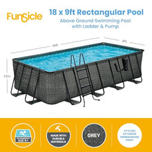 Funsicle Oasis Designer Rectangular Above Ground Pool with Accessories Dark Herringbone Gray
