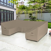 Seal Skin Covers U Shaped Sectional Covers, Waterproof UV Resistant Patio Furniture Protector with Breathable Vents, Handles & Drawcord, Beige, 108" L × 82" W × 28" H