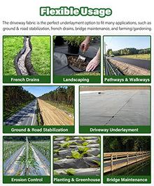 GEGEG 5oz Heavy Duty Non-Woven Geotextile Fabric for French Drain, Driveway, Soil Stabilization & Weed Control(Black,1.5mx55m/4.9ftx180ft)
