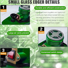 Glass Grinder Grinding Edging Machine, Portable Small Glass Edger, Electric Glass Edging Machine, Straight Round Bevelled Glass Edging Grinder,Glass Acryl Marble Ceramic Polishing Machine Green