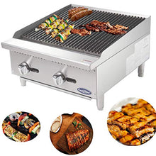 Atosa CookRite ATCB-24 24" Heavy Duty Gas Countertop Charbroiler Radiant Char-Grill with Lava Briquettes for Hotel Diner Food | Stainless Steel, 2 Burners, 70,000 BTU (Includes: LP Conversion Kit)
