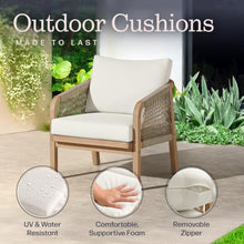 Alaterre Furniture Lusso Outdoor Patio Chairs Set of 2 - Weather-Resistant Eucalyptus Wood Armchairs with Rope Accents - Modern Outdoor Furniture Set for Patio, Porch, Deck, or Poolside (Natural)